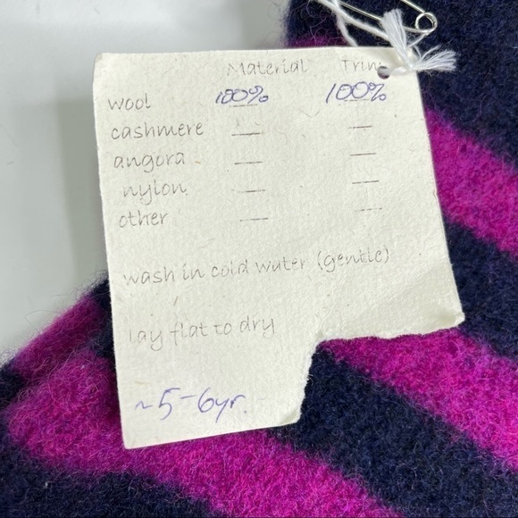 Rare! NEW Banbutsu 100% Wool Barbie Pink Purple Navy Striped Star Hoodie Shirt - Picture 12 of 14